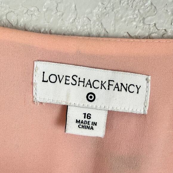 LoveShackFancy Fleur Chiffon Midi Dress Peachy Pink Floral 16 Wedding Guest - Picture 10 of 13